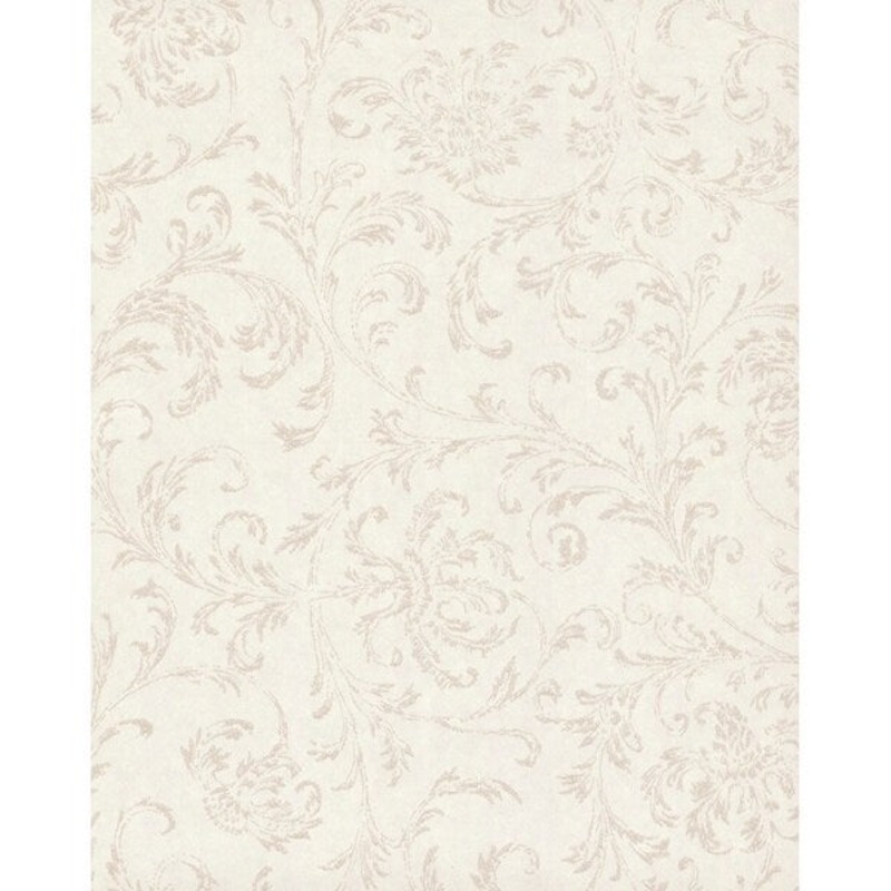 Delicate Scroll Wallpaper, 21 in. x 33 ft. = 57.75 sq.ft., in White