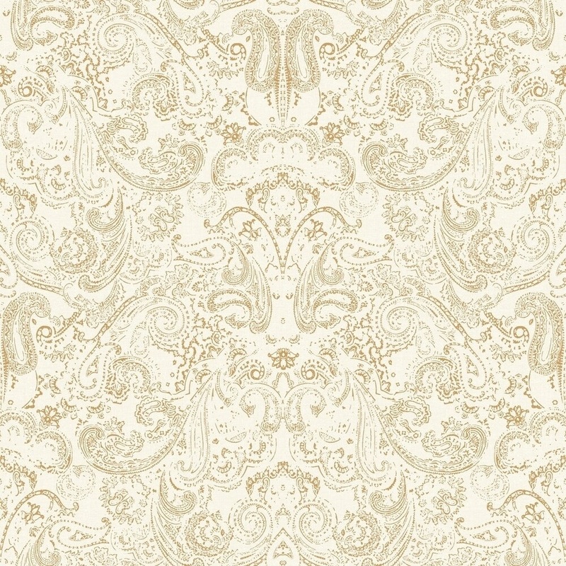 Distressed Paisley Wallpaper , 20.5 in. x 33 ft. = 56 sq.ft, in Metallics
