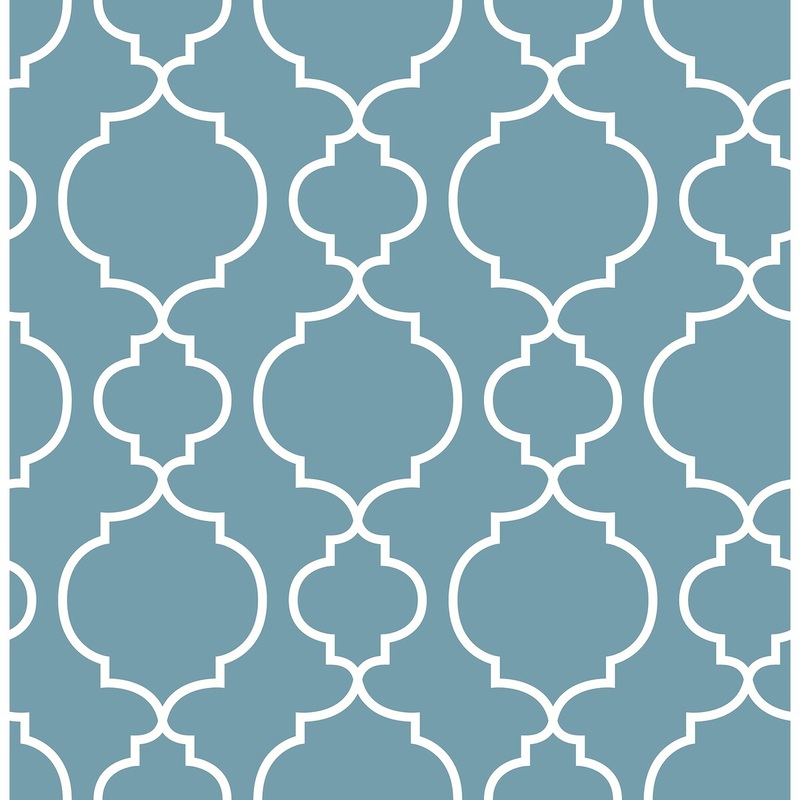 Evangeline, Desiree Blueberry Quatrefoil Wallpaper