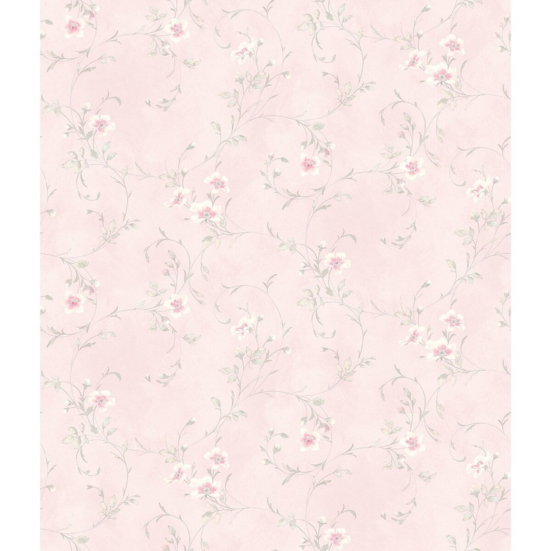 Flowers Cuban Capri Aqua Floral Scroll 33' L X 20.5 W Wallpaper Roll