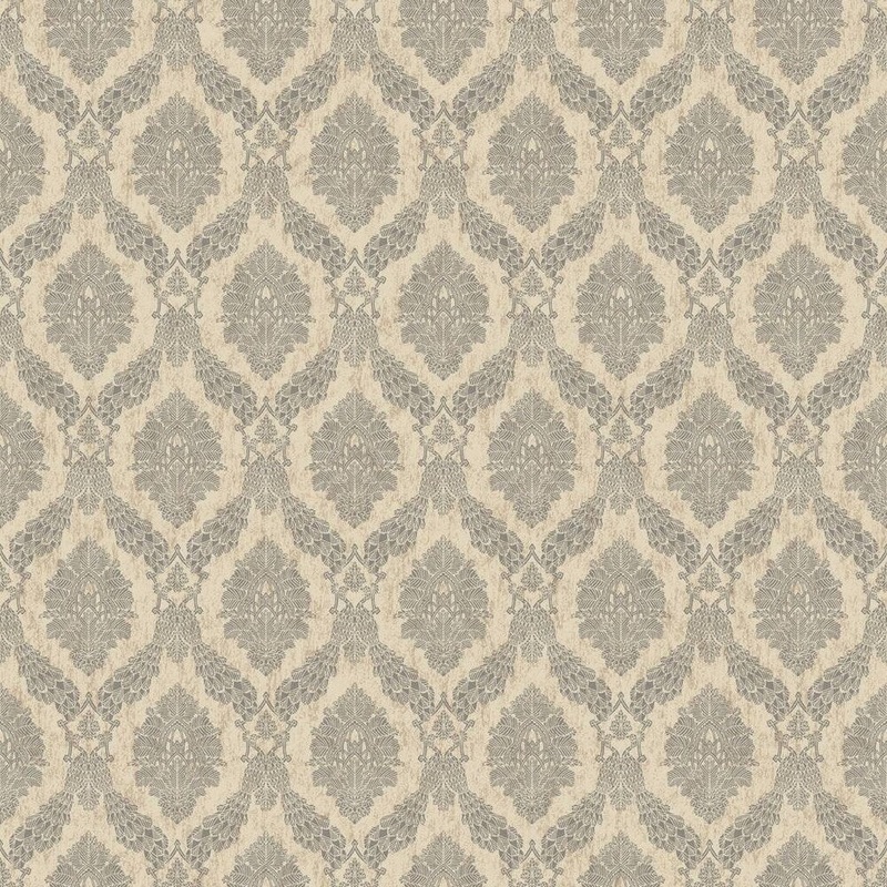 Biscayne Peacock Damask Wallpaper 20.5 In. x 33 Ft. = 56 Sq.Ft