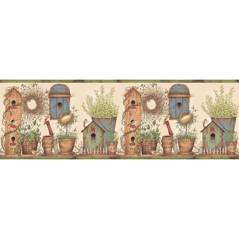 Clayton, Petit Potting Bench Green, 15' L X 5.6 W, Wallpaper Border