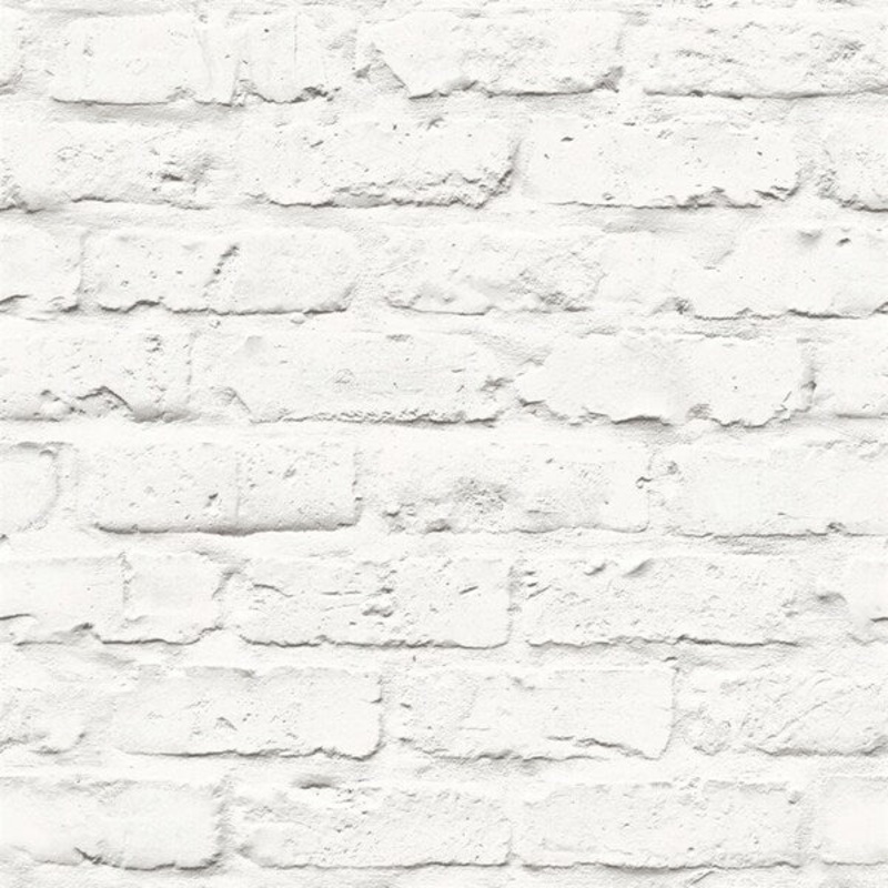 Contemporary Faux Brick Industrial Chic White Brick Wall Wallpaper R3704