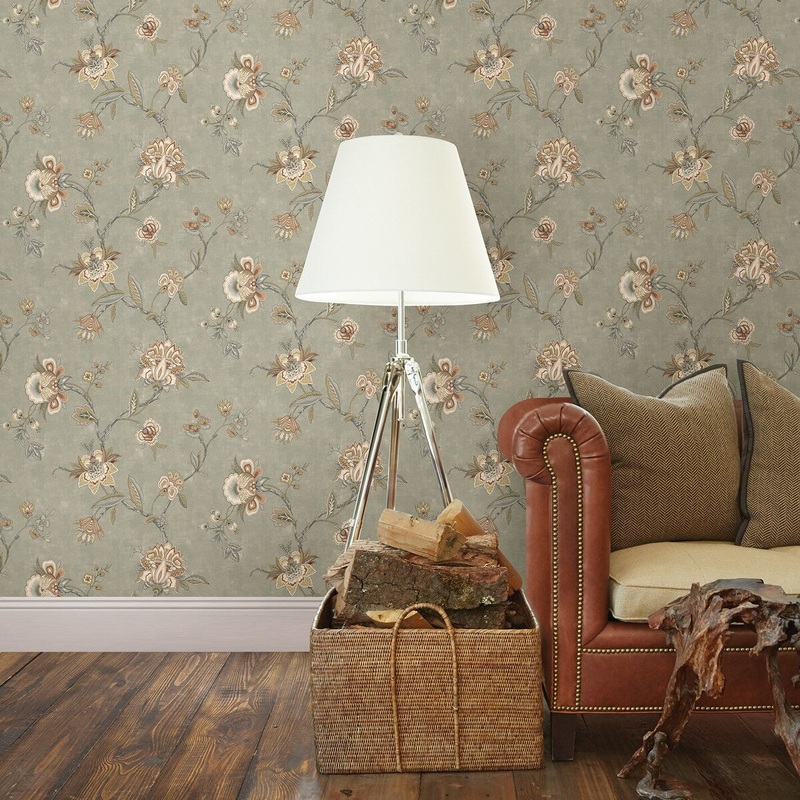 Duffield, Madison Sage Jacobean, 33' L X 20.5 W, Wallpaper Roll