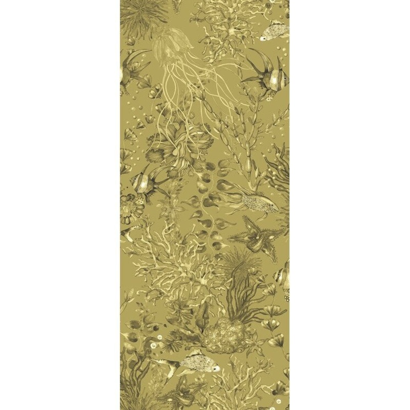 Fish Downey Bergen Mustard Marine Life 33 feet long X 21 inch wide Wallpaper Roll