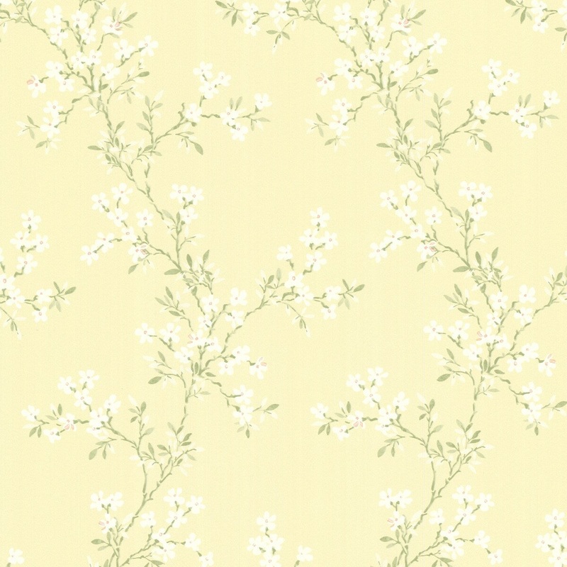 Flowers Rambouillet Yellow Floral Trail Wallpaper