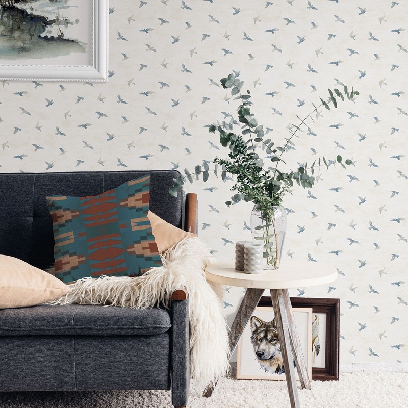Silhouettes Johnson Soar Denim Bird 33' L X 20.5 W Wallpaper Roll