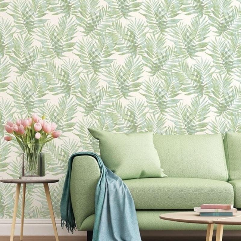 Speckled Palm Speckled Palm Wallpaper Botanical in Blue Green Turquoise Spearmint