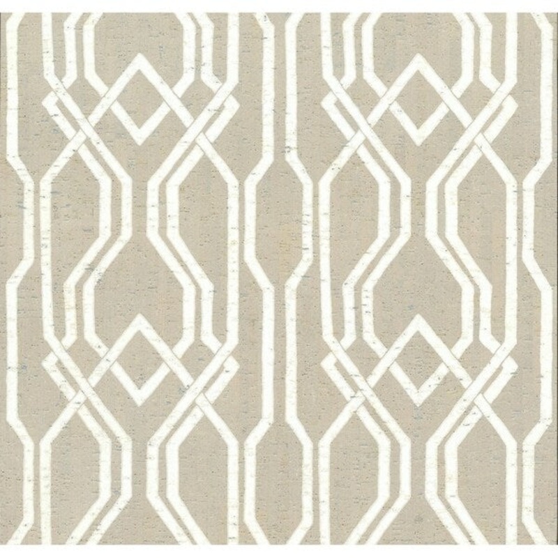 Balanced Trellis Wallpaper, 27 in. x 27 ft. = 60.75 sq.ft., in White/Off Whites