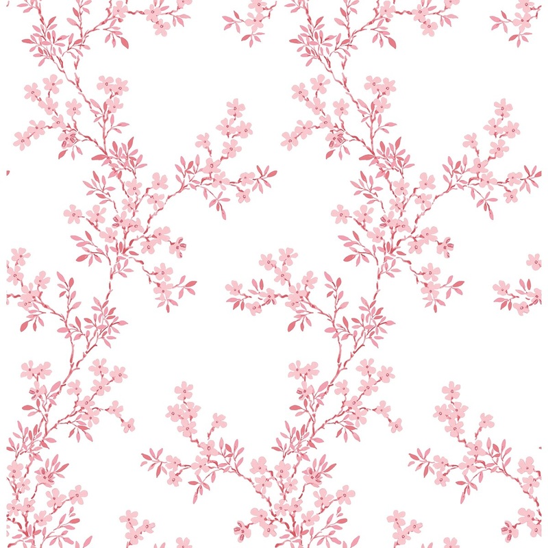 Bella, Claire Pink Floral Trail Wallpaper
