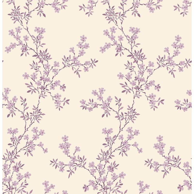 Bella, Claire Purple Floral Trail Wallpaper