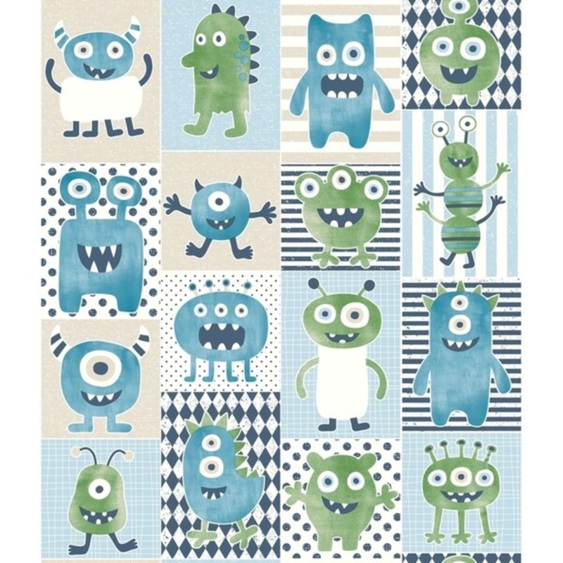 Callaway Monster Party Wallpaper 20.5 In. x 33 Ft = 56 Sq. Ft. In Blues