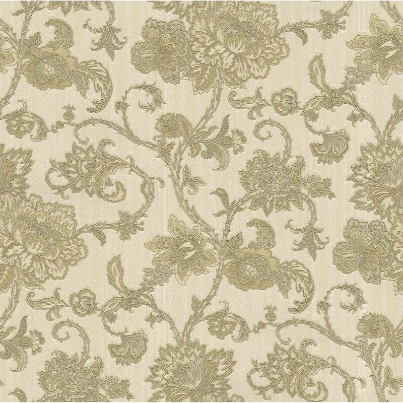 Flowers Guinevere Belinda Champagne Trail 33' L X 20.5" W Wallpaper Roll