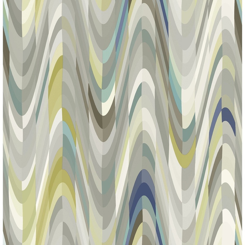 Geometrics Jayden Aurora Blue Geometric Wave Wallpaper