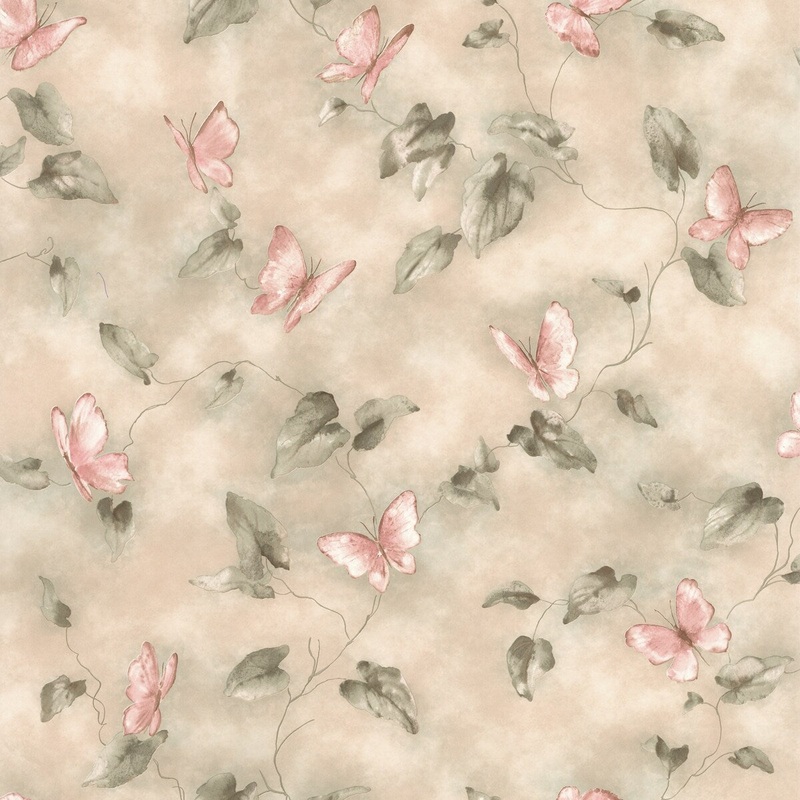 Botanical Dahlia Aveline Pink Butterfly Trail 33' L X 20.5" W Wallpaper Roll