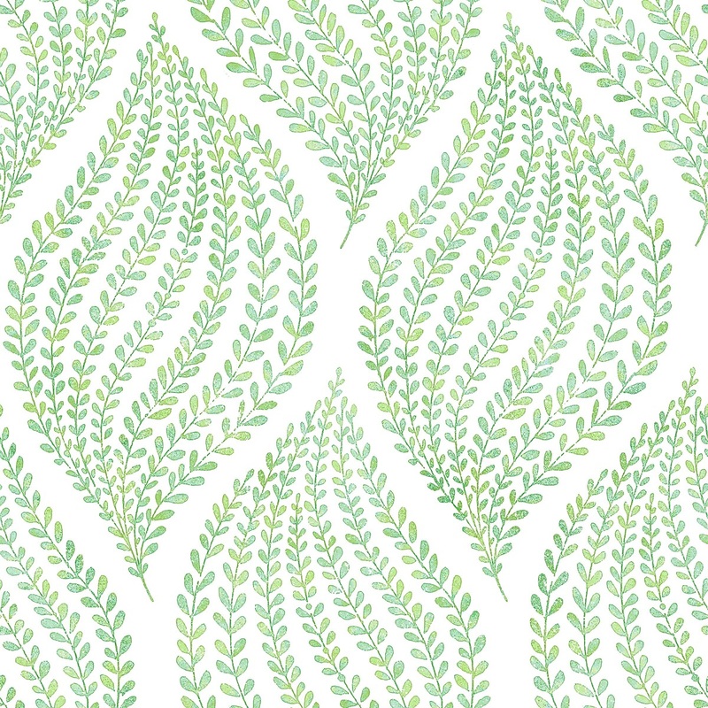 Botanical Genevieve Arboretum Green Leaves Wallpaper