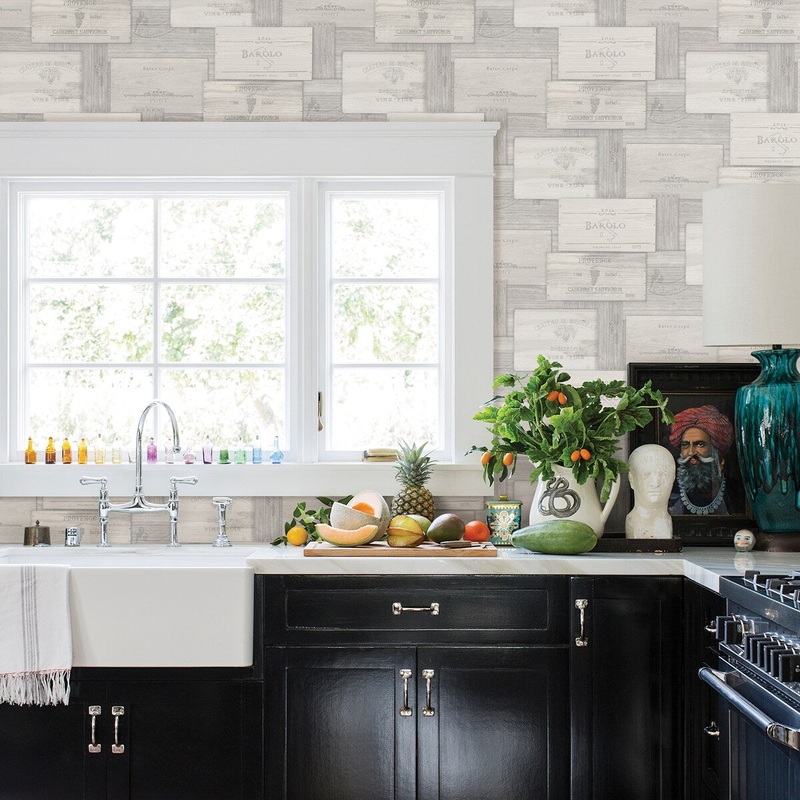 Cloverdale, Randolph Grey Wine Boxes, 33' L X 20.5 W, Wallpaper Roll
