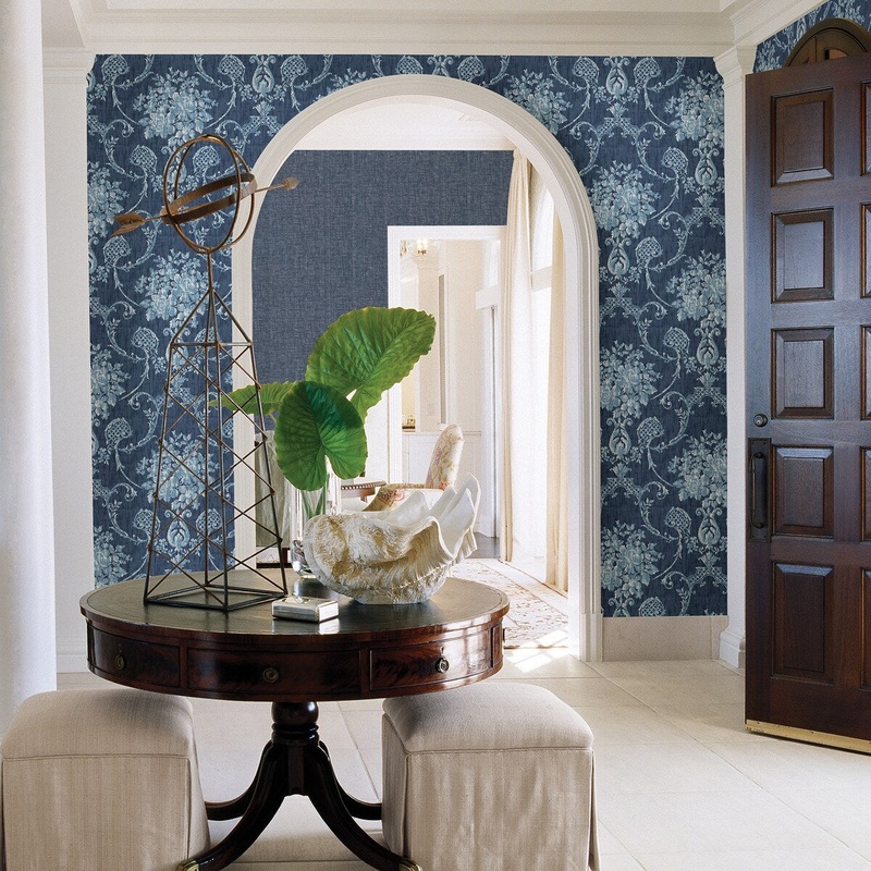 Escalon, Winsome Mustard Floral Damask, 33 FT. L x 20.5In. W Wallpaper Roll