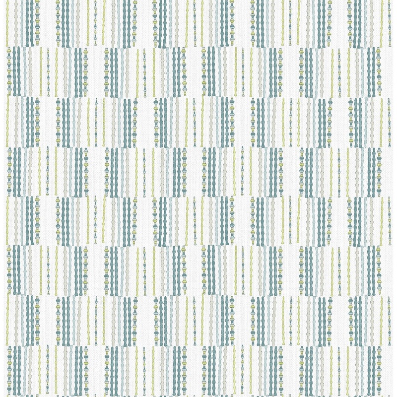 Fabric Textures Zooey Burgen Teal Geometric Linen Wallpaper