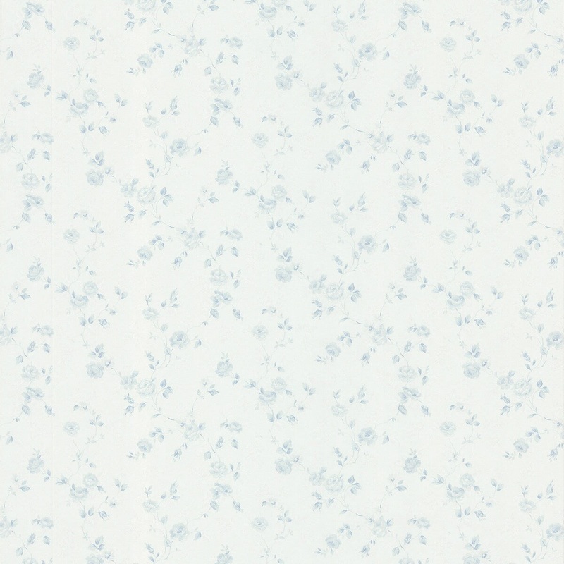 Flowers Bass Gracie Blue Small Rose Trail 33' L X 20.5" W Wallpaper Roll