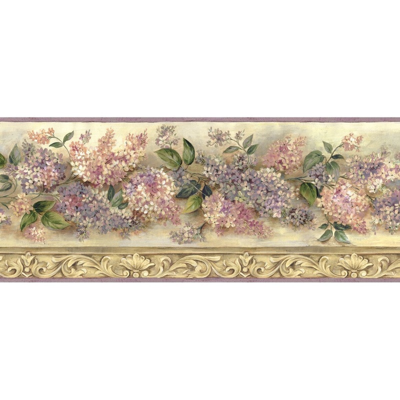 Flowers Dahlia Ethel Sand Heirloom Lilacs Trail 33' L X 20.5 W Wallpaper Border