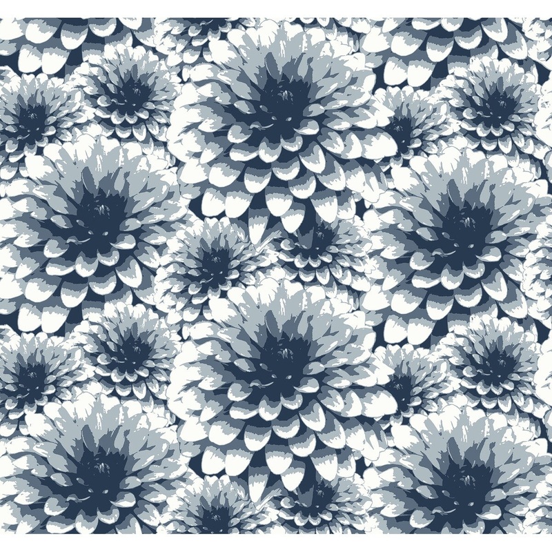 Flowers George Umbra Indigo Floral Wallpaper