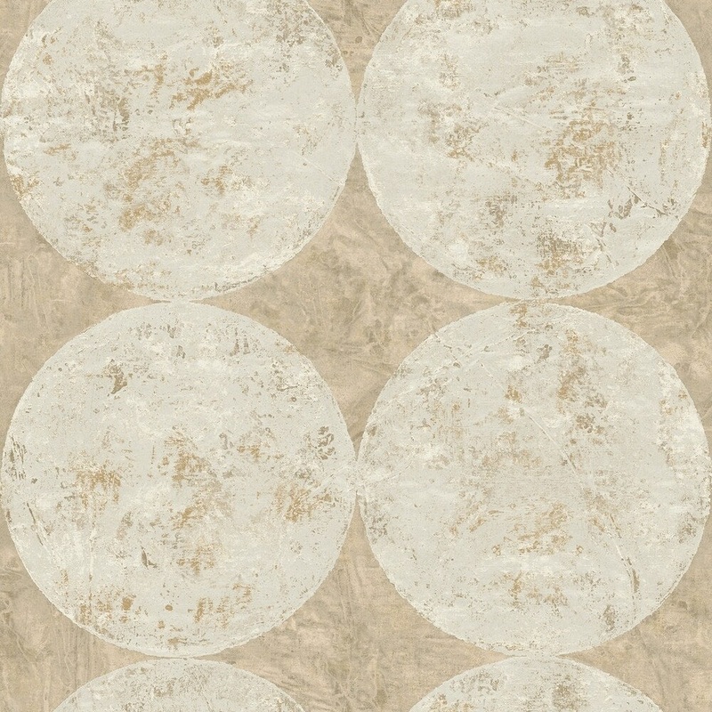 Fulton Circles/Faux/Texture Wallpaper, In Taupe & Off-White