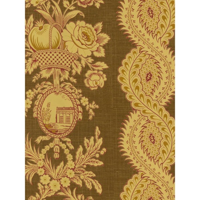 Thibaut Palladio Golden Woven Flowers Double Roll Designer Wallpaper