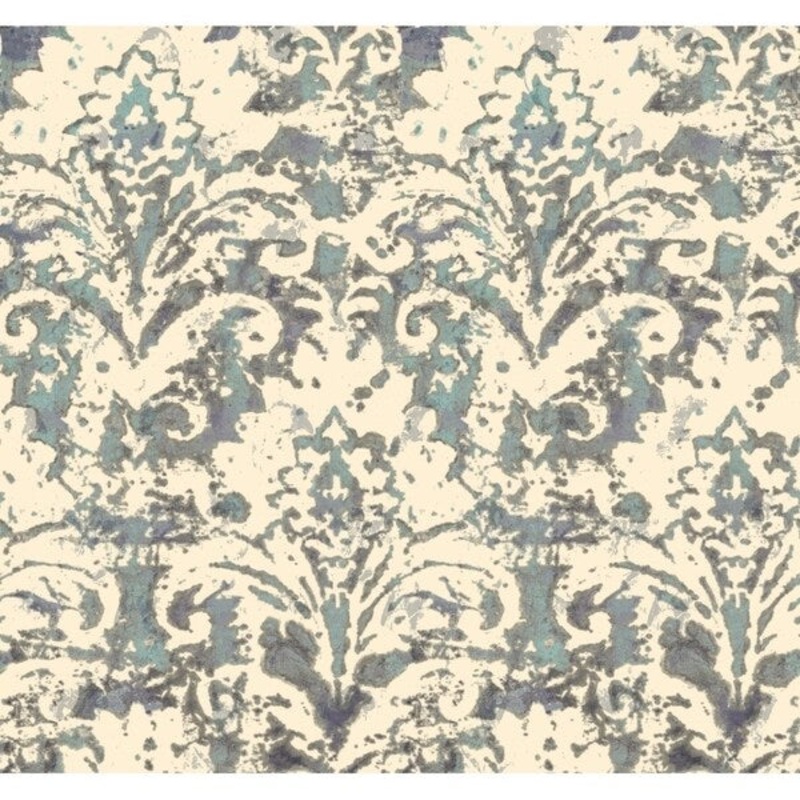 Batik Damask Removable Wallpaper, 27 in. x 27 ft. = 60.75 sq.ft., in Purples/Blues