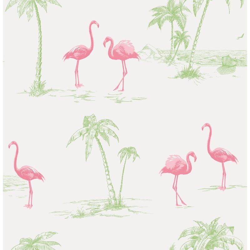 Botanical Newhouse Flamingos Wallpaper 20.5 in x 33 ft = About 56.4 square feet