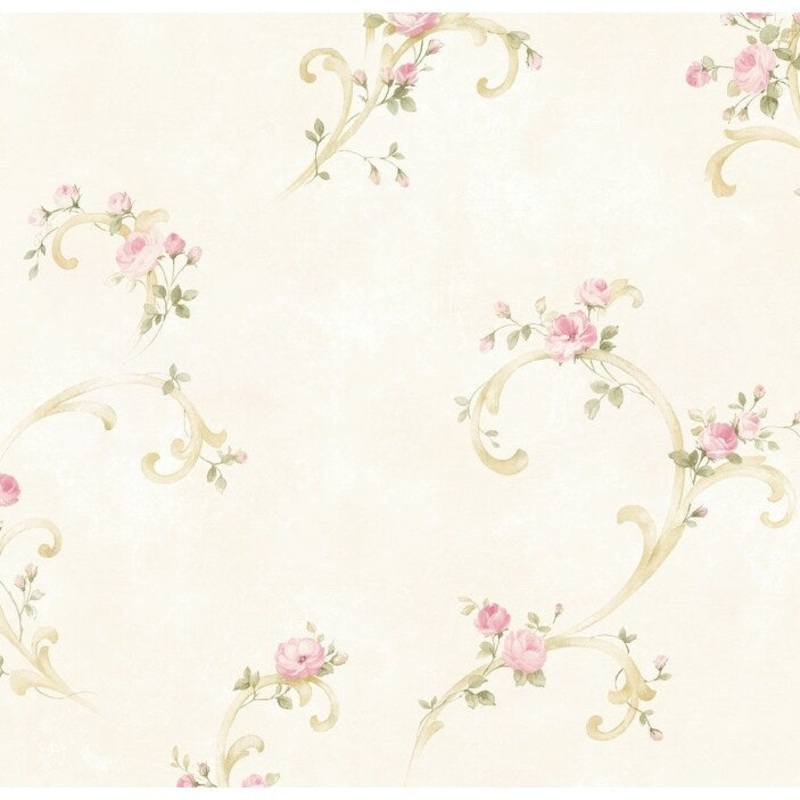 Carter, Betty Pink Tearose Acanthus Trail, 33' L X 20.5 W, Wallpaper Roll
