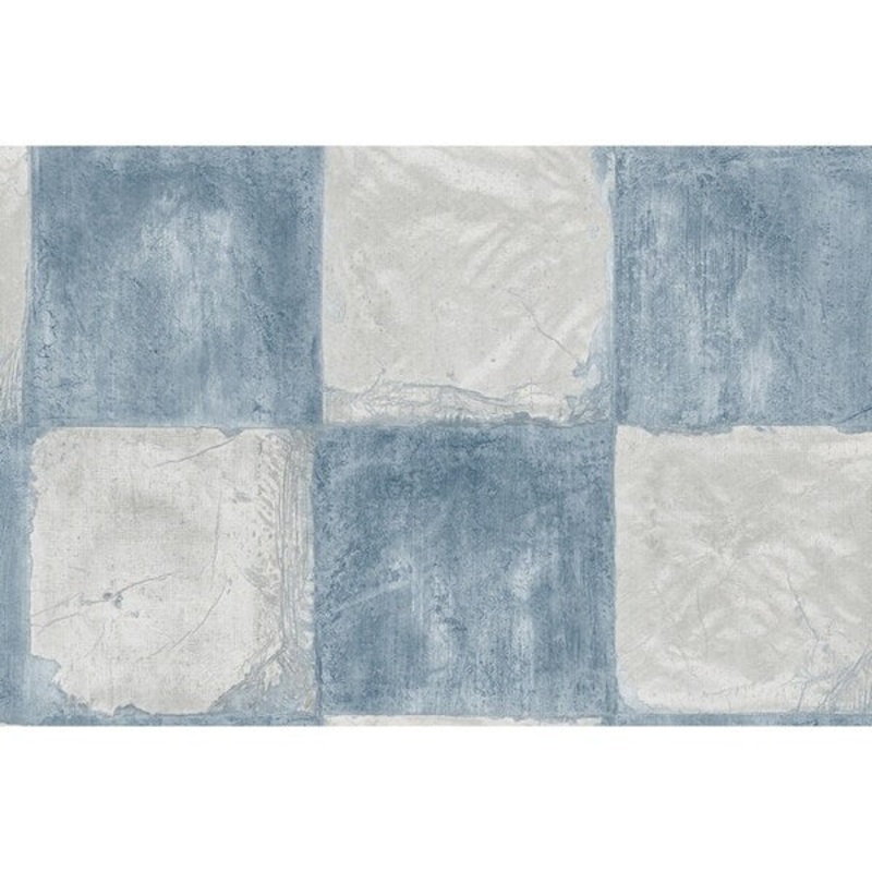Corsica Tiles Blocks/Squares/Tile Wallpaper, In Denim & Light Gray
