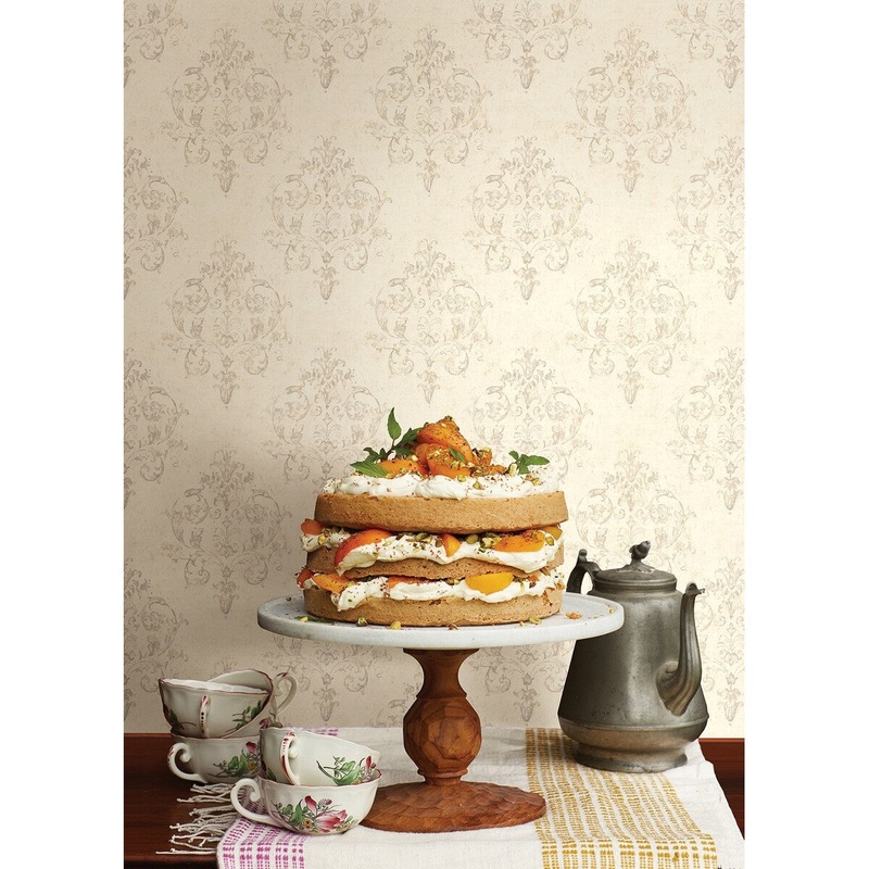 Damasks Faulkner Arronsburg Ivory Damask 15' L X 6 W Wallpaper Roll