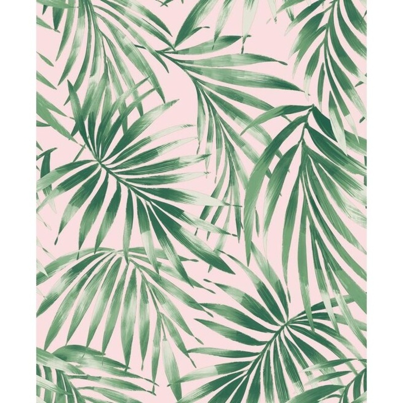 Elegant Leaves Pink Wallpaper