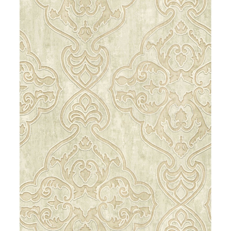 Faulkner Elena Platinum Damask 33' L X 20.5" W Wallpaper Roll