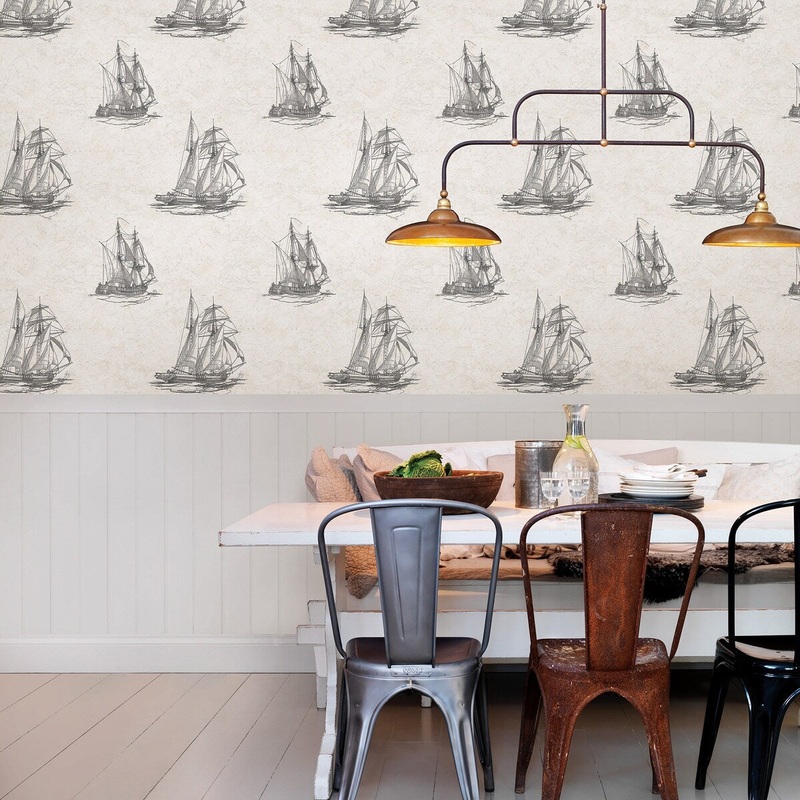 Bren, Hudson Bay Navy Nautical, 33' L X 20.5 W, Wallpaper Roll