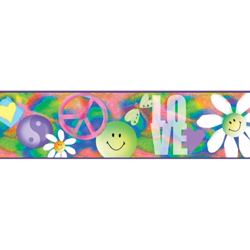 Flowers Ronald Garcia Pink Happiness Busy Toss 15' L X 6 W Wallpaper Border