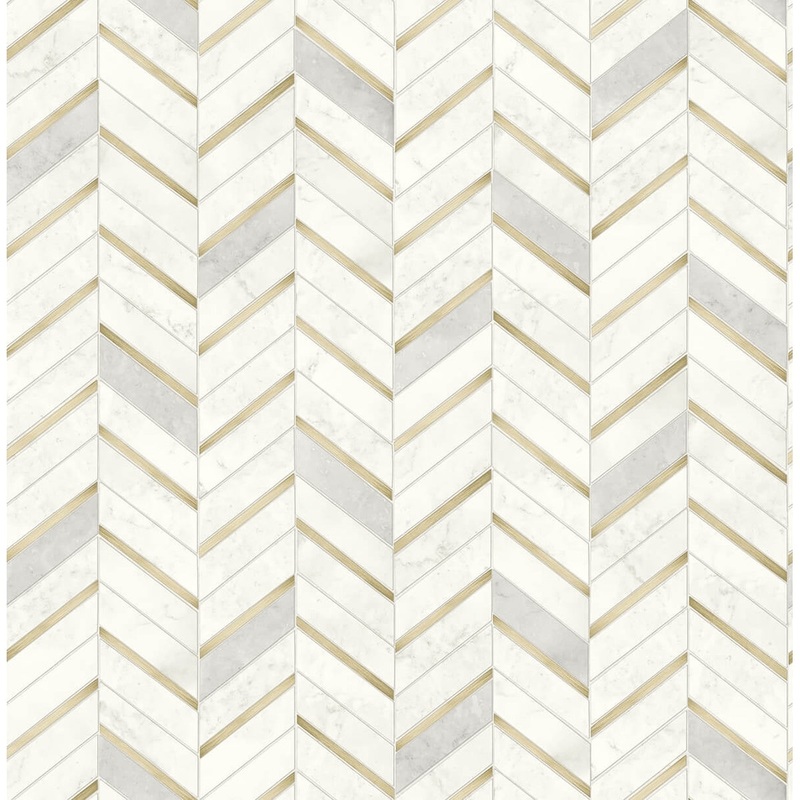 Vanves, Chevron Marble Tile, 18' L X 20.5" W Wallpaper
