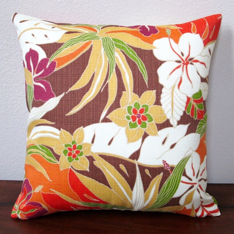 Artisan Pillows Hibiscus Glow Henna 18-inch Tropical Island Throw Pillow Cover (Set of 2)