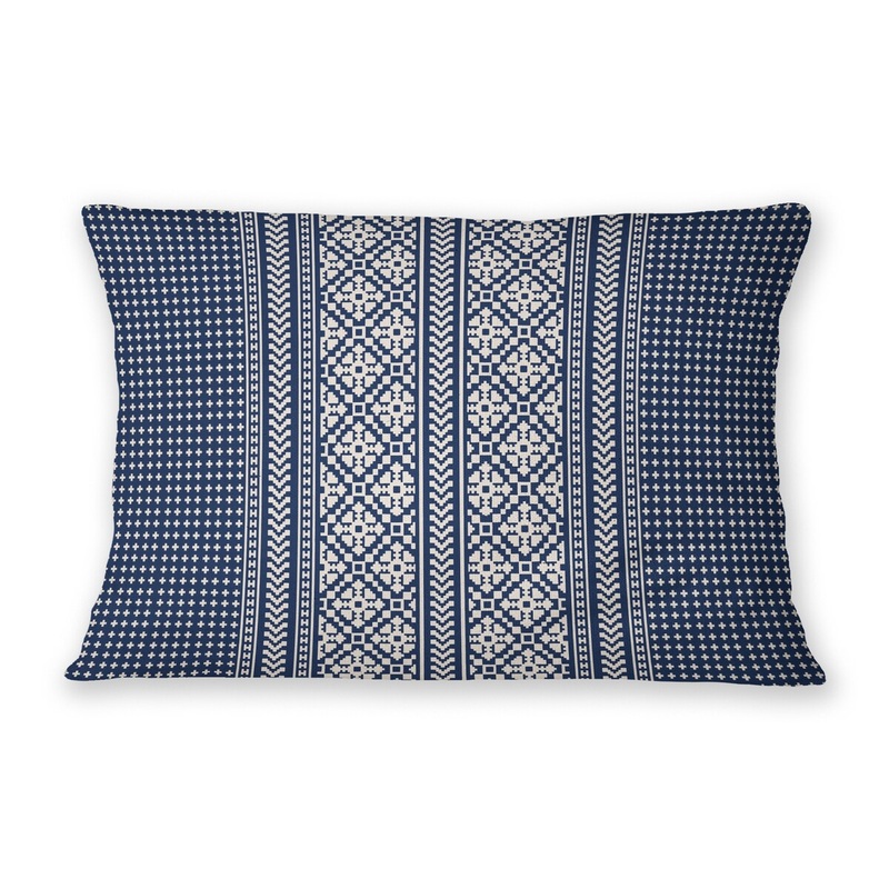 ASPEN SNOWFLAKE NAVY Lumbar Pillow By Jenny Lund