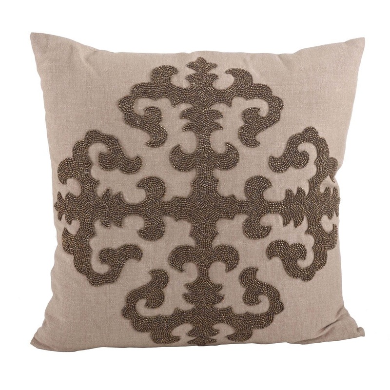 Beaded Medallion 18-inch Down Filled Throw Pillow
