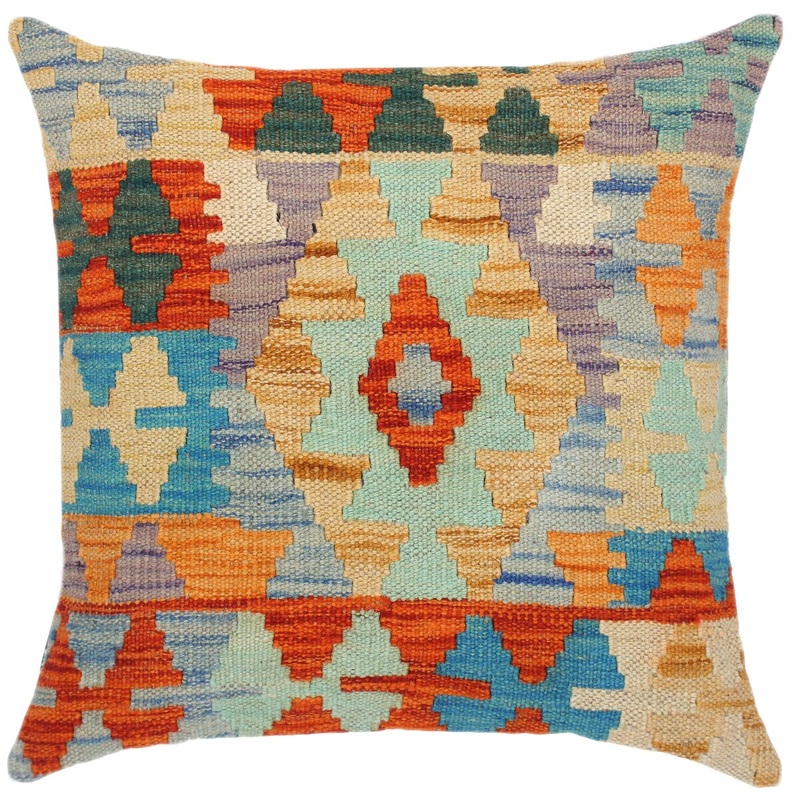 Boho Chic Fred Hand-Woven Turkish Kilim Throw Pillow