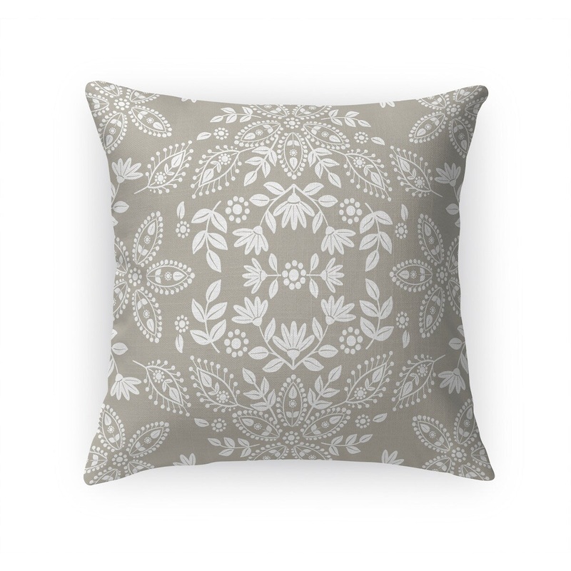 BOHO FLORAL GRIEGE Linen Throw Pillow By Kavka Designs