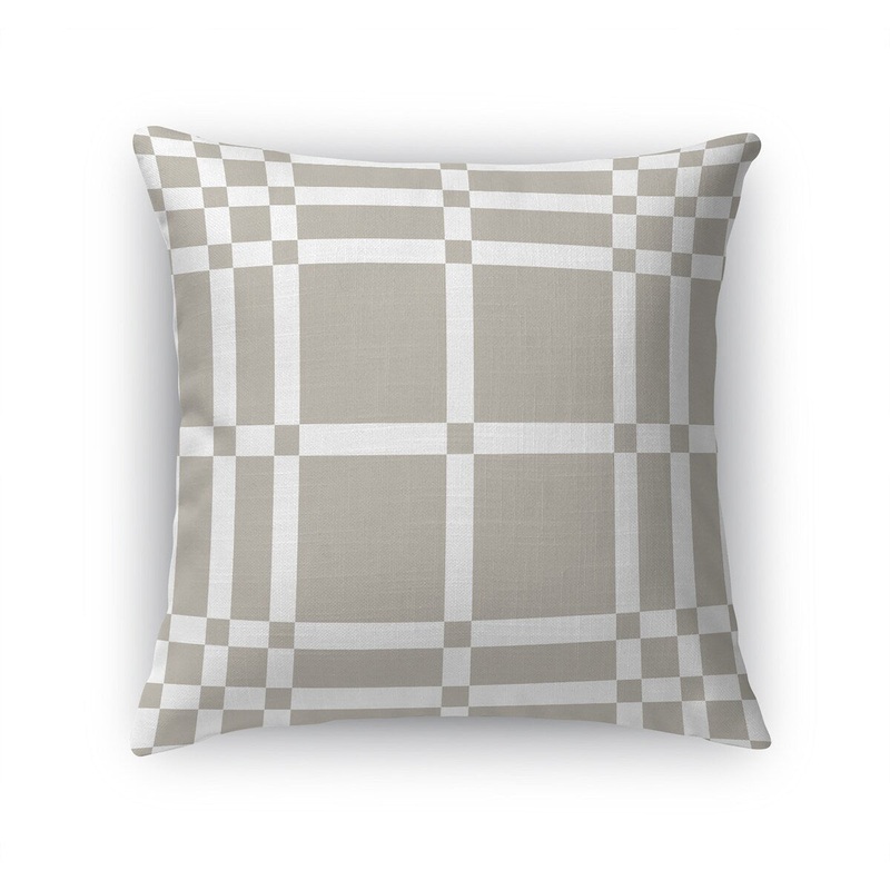 CHECKMATE LIGHT BROWN & WHITE Accent Pillow By Jackie Reynolds