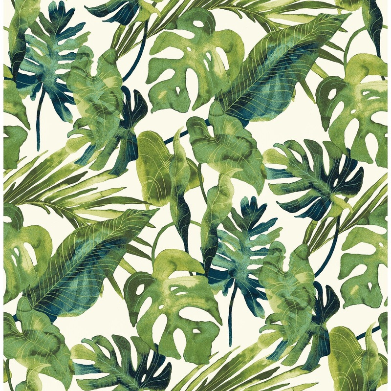 Tommy Bahama Falling Fronds Aloe Peel and Stick Wallpaper - 20.5 in. W x 18 ft. L
