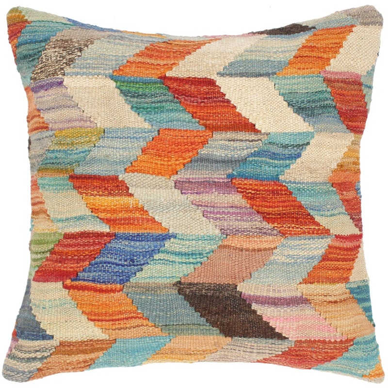 Bauhaus Gillian Hand-Woven Turkish Kilim Pillow 18 in. x 18 in.