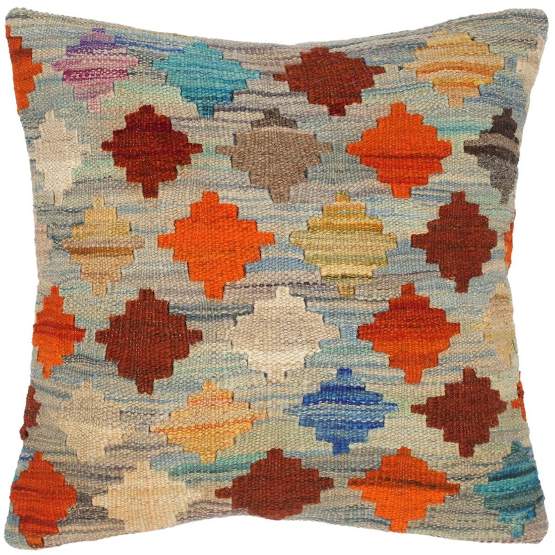 Bauhaus Lucius Hand-Woven Turkish Kilim Throw Pillow