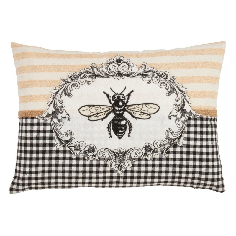 Bee Print Poly Filled Throw Pillow