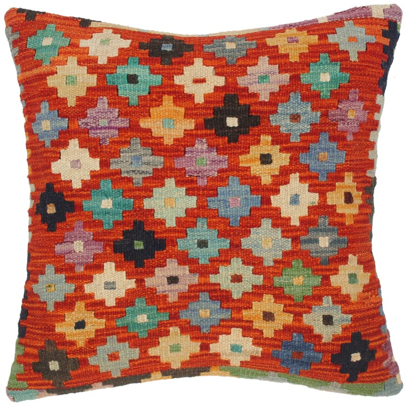 Boho Chic Kathy Hand-Woven Turkish Kilim Throw Pillow