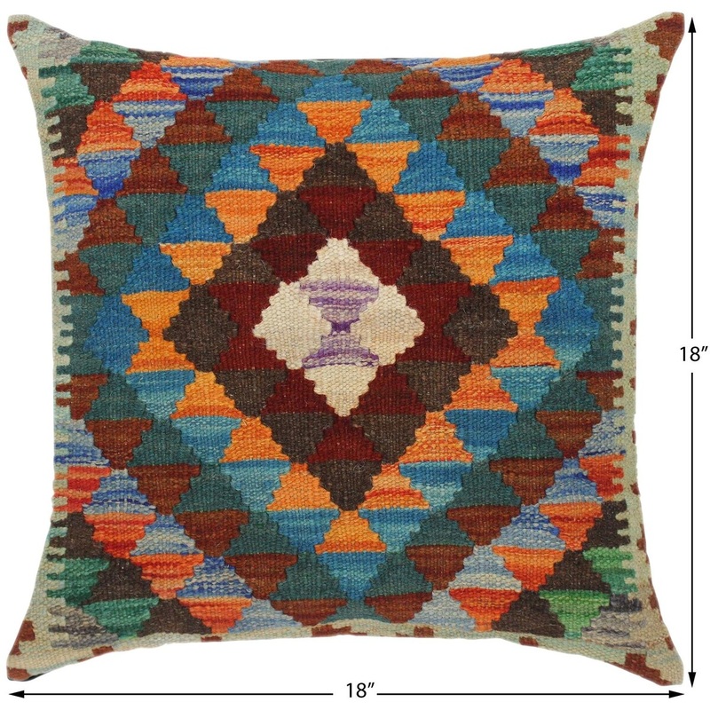 Boho Chic Tiana Hand-Woven Turkish Kilim Throw Pillow